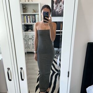 American Apparel Black and White Strapless Dress
